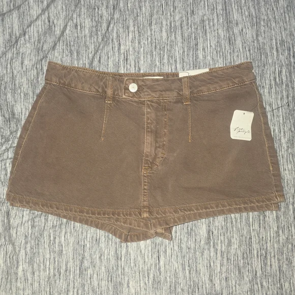 NWT We The Free Distressed Brown Denim Jean Skort - Picture 2 of 5
